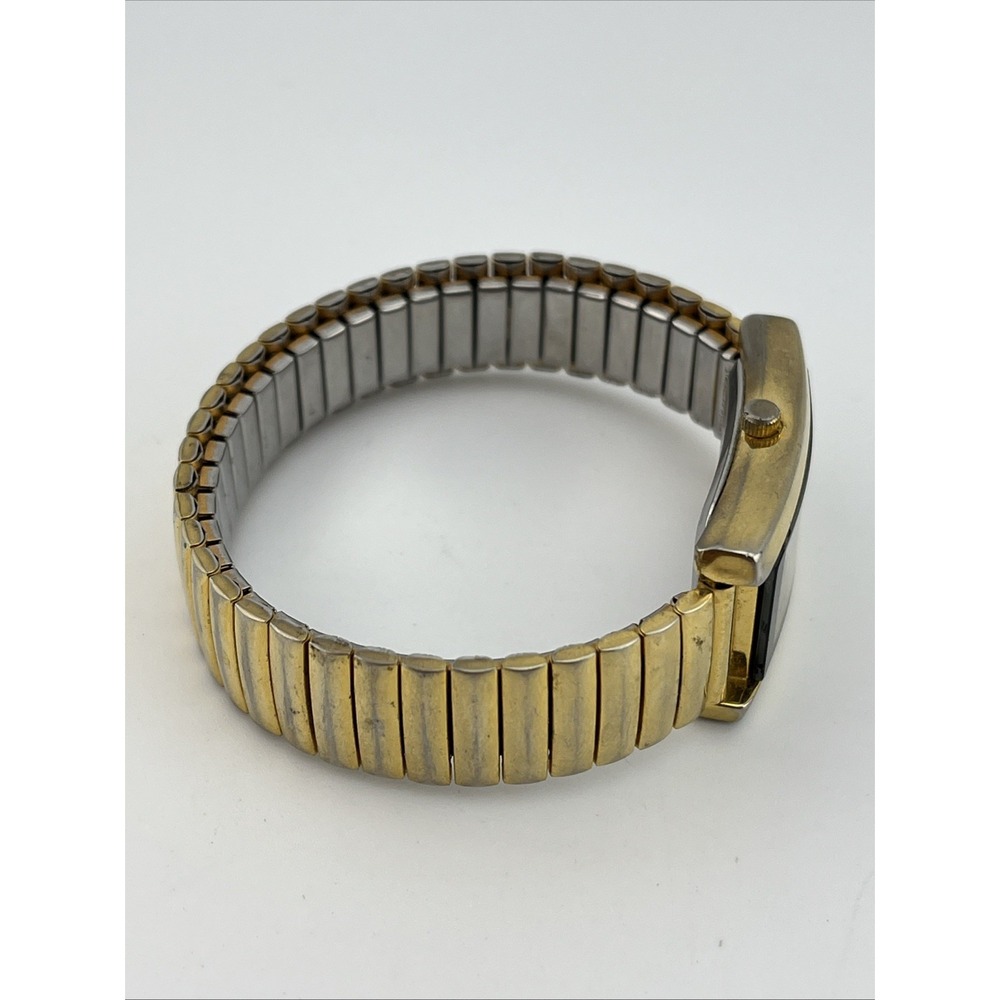 Vivani Tank Watch Women 21mm Case Gold Stretch Band- New Battery - Picture 5 of 8